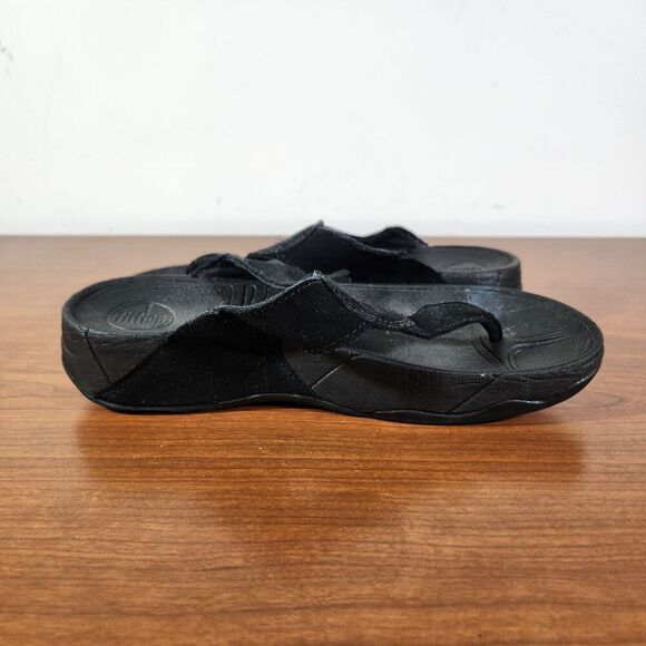 FitFlop Womens Size 8 Wobbleboard Black Slip On Thong Sandal Flip Flop Shoe - Picture 9 of 12